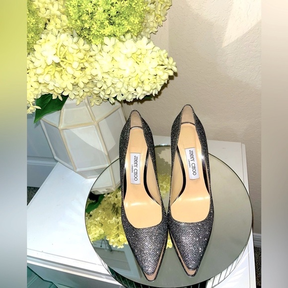 Jimmy Choo Metallic Silver Semi-Pointed Toe Stiletto Heels - Picture 5 of 16